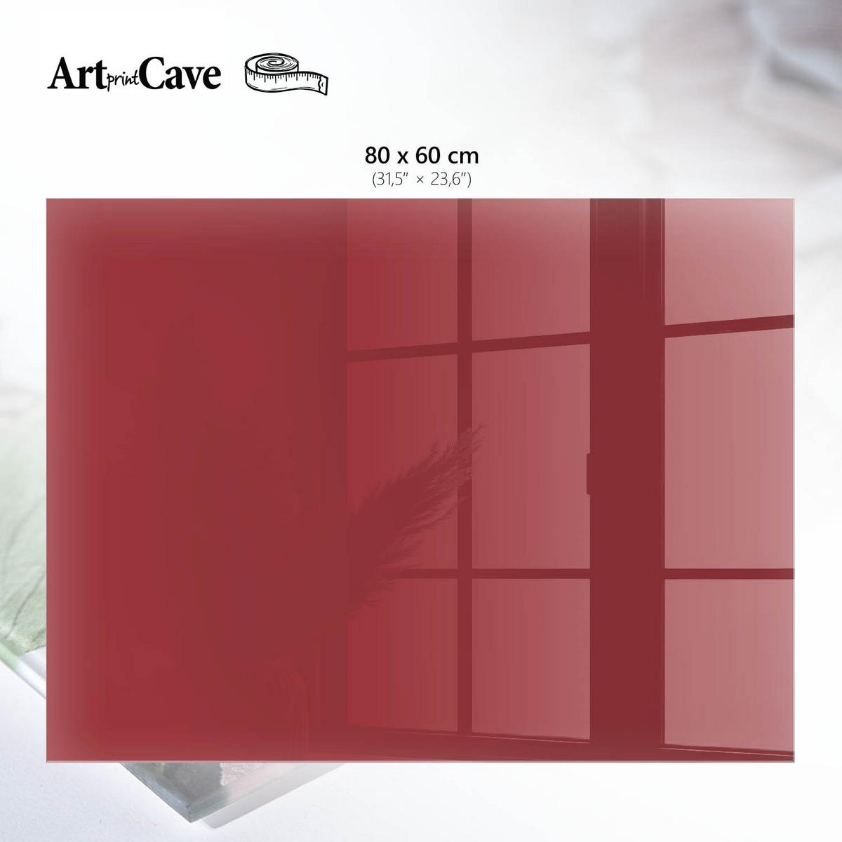 GLASPLATTE 80x60 cm – Burgunderrote Farbe - Orange, Glas (0.4/80/60cm) - ArtPrintCave