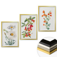 WANDBILDER 3er Set - 40x60 cm Goldrahmen - Retro-Blumenarrangements - Goldfarben, Kunststoff (40/60cm) - ArtPrintCave