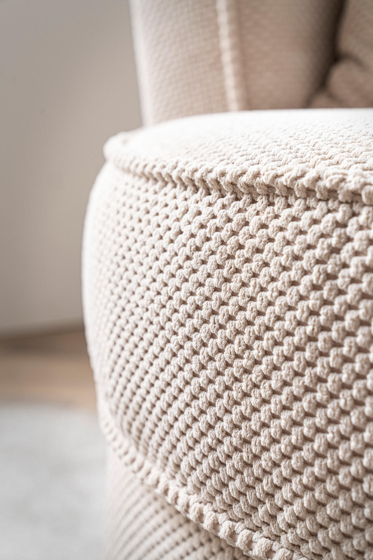 DREHSESSEL wollweiß Web-Velours, Sessel 360° drehbar inklusive Kissen - Creme/Weiß, Kunststoff/Textil (95/77/95cm)