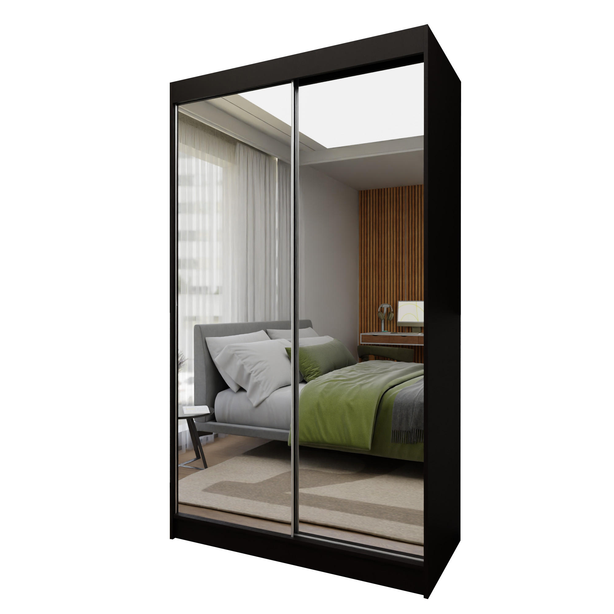 Masseno Schwebetürenschrank Schwarz 120x216x61 cm