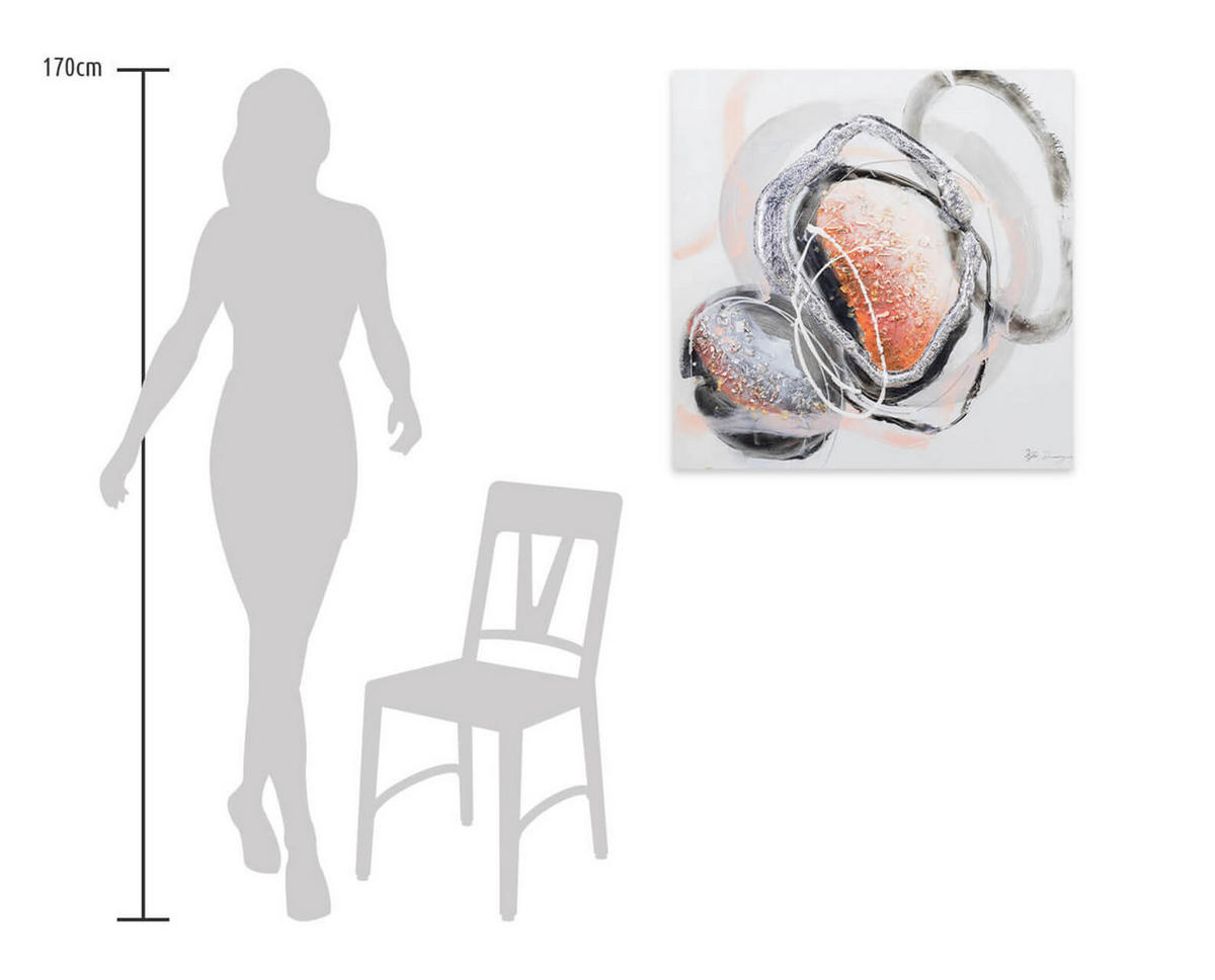 ACRYLBILD HANDGEMALT 80/80 cm - Rot/Schwarz, Holz/Textil (80/80cm) - KUNSTLOFT