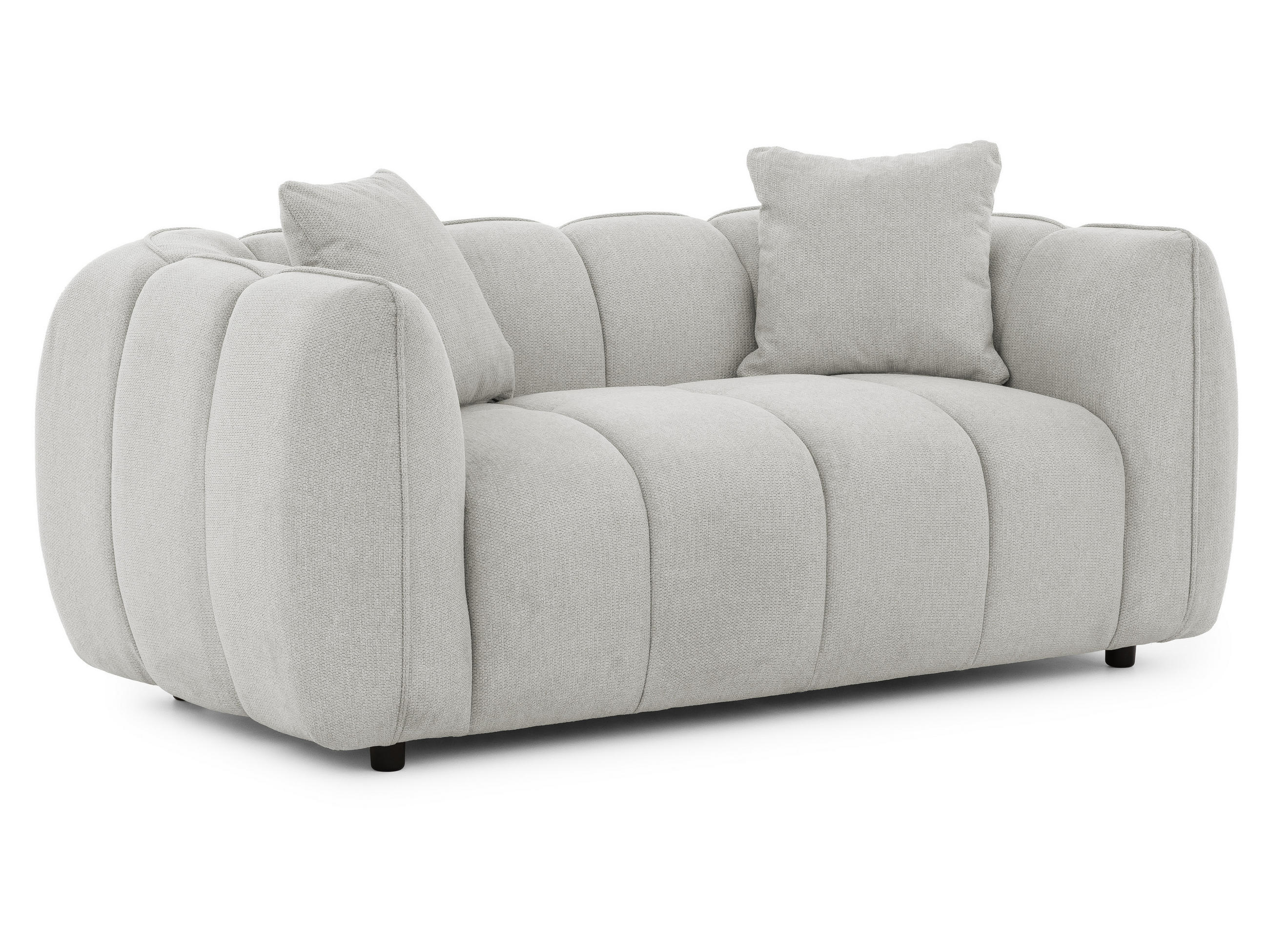 S-Style DVOUMÍSTNÁ POHOVKA Nubira v hluboce prošívaném designu Bubble z měkké strukturované látky ve světle šedé barvě s moderním vzhledem