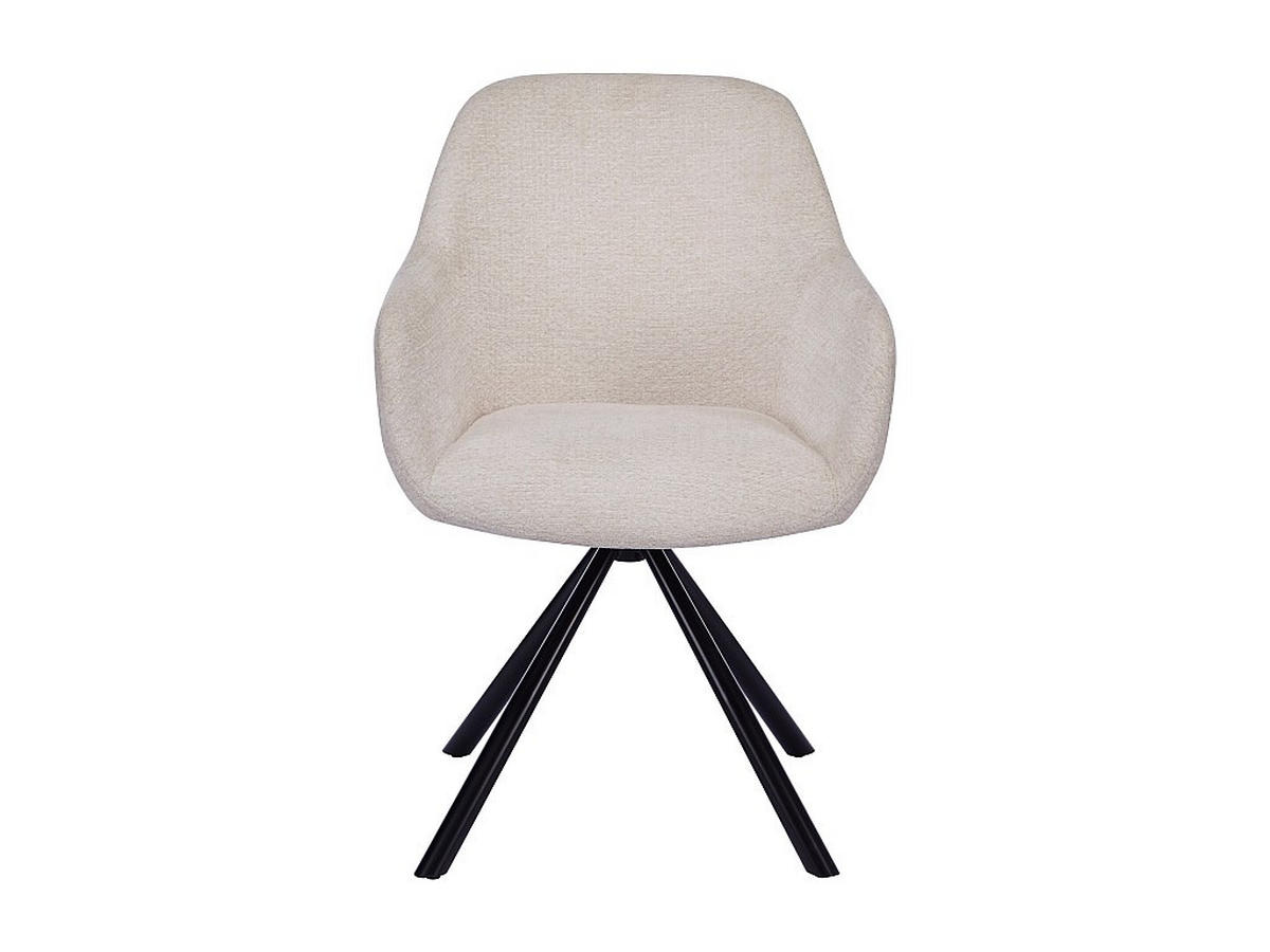 6‑ER Set Stühle mit Armlehnen - Textilstoff & Metall - Creme - CILIENO - Creme, Textil (60/80/57cm) - Vente-Unique