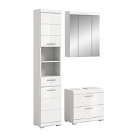 BADKOMBINATION 3tlg. Scout Bad in weiß Nachbildung und weiß hochglanz B/H/T: 112x191x34 cm - Weiß, Holz (112/191/37cm)