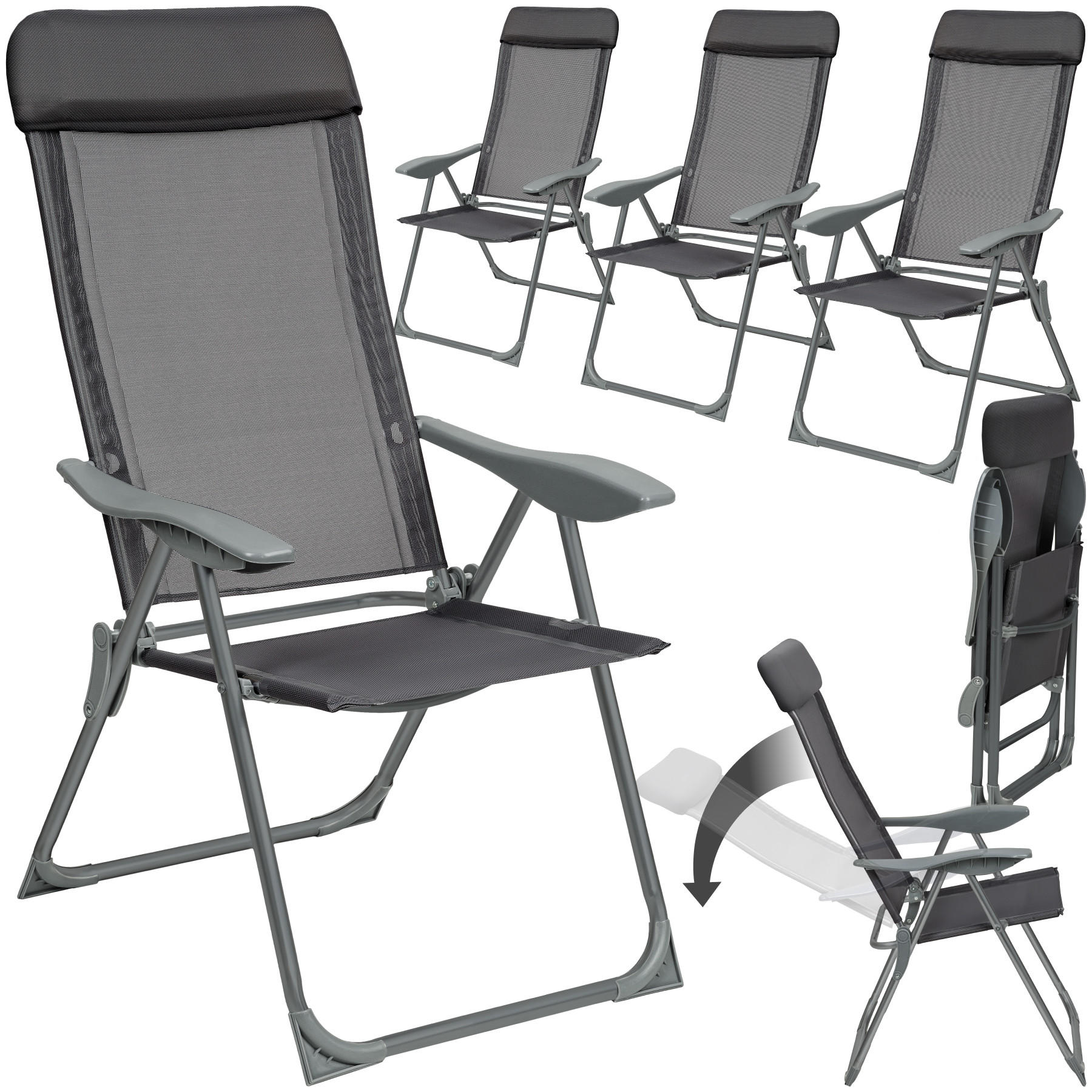 GARTENSTUHL Maurine 4er Set, 73 x 59 x 110 cm, anthrazit - Anthrazit, Metall (59/110/73cm) - tectake