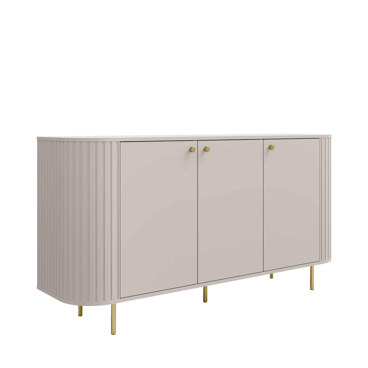 KOMMODE BOLLA 164,6/85,4/42,3cm mit Schubladen 3 Türen Beige - Beige, Holzwerkstoff (164.6/85.4/42.3cm) - MASSENO