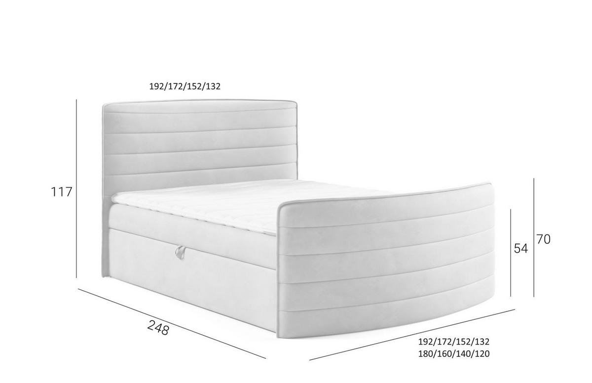 BOXBETT Ambra In Elisa Velvet - Grün, Holzwerkstoff/Textil (140/200cm) - Fun Möbel