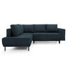 ECKSOFA Rodario Dunkelblau Velours - Schwarz/Dunkelblau, Textil/Metall (247/187cm) - Selsey