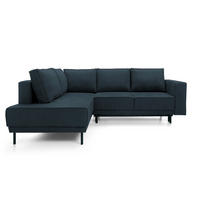 ECKSOFA Rodario Dunkelblau Velours - Schwarz/Dunkelblau, Textil/Metall (247/187cm) - Selsey