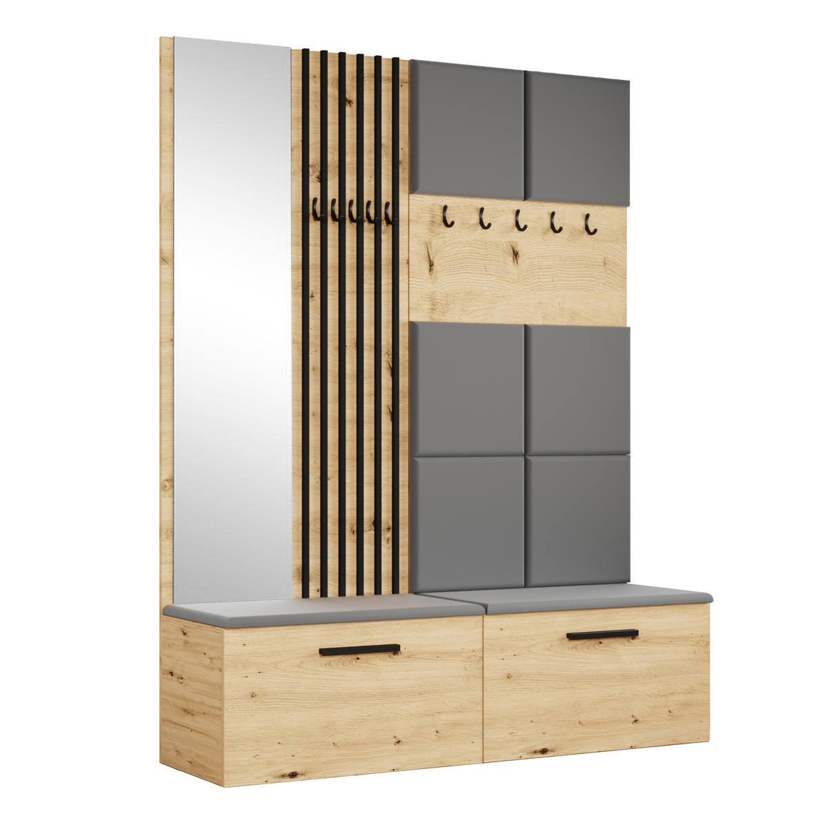 GARDEROBENSCHRANK MODULO 161,2/204/40 cm Modern Garderobe-Set Eiche Artisan - Eiche Artisan/Grau, Holzwerkstoff (161.2/204/40cm) - MASSENO