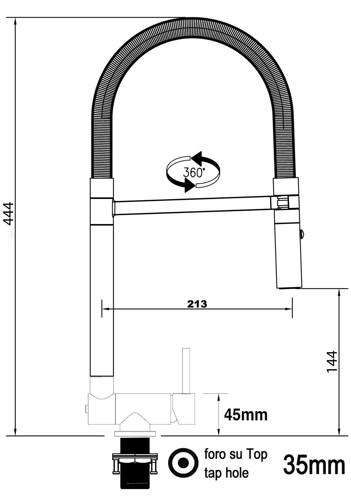 VORFENSTER-KÜCHENARMATUR, Umklappbar 4,5 CM, Verchromt und Orange, 2-Strahl-Brause - Orange, Metall (21.3/44.4/21.3cm) - VIZIO