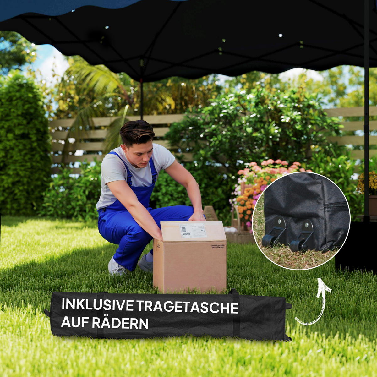 PAVILLON ca.3x 3m - Blau, Metall (297/287/297cm) - Outsunny