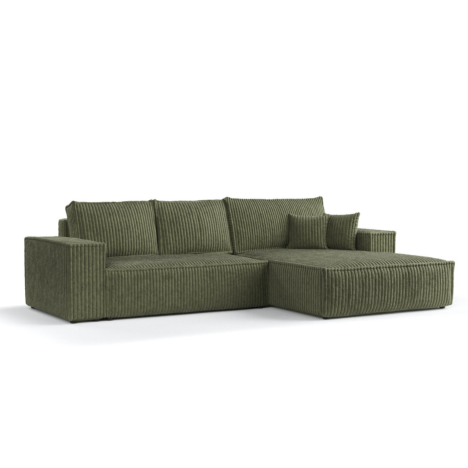ECKSOFA Maze Grün Plüsch - Rechts Seite - Schwarz/Grün, Holz/Holzwerkstoff (294/185cm) - Maison de Reve