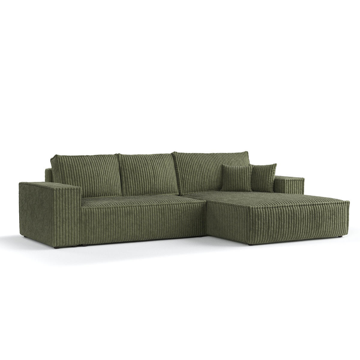 ECKSOFA Maze Grün Plüsch - Rechts Seite - Schwarz/Grün, Holz/Holzwerkstoff (294/185cm) - Maison de Reve