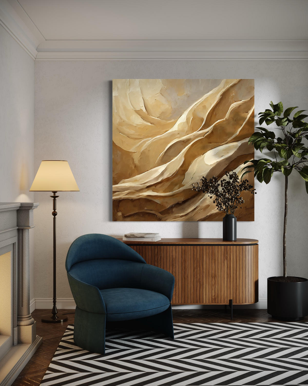 WANDBILD beige boho abstrakt - Beige, Textil (50/50cm) - Feeby