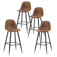 BARHOCKER 4er-Set, gepolstert, Bezug in Wildlederoptik, Braun - Braun, Metall (51.5/101.5/42cm) - Meubles Cosy