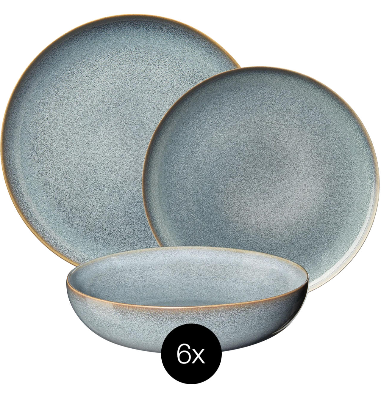 GESCHIRRSET6 PERSONEN GESCHIRRSETSaisons - Denim - 18-teilig / 6 Personen - 6 Dinner-Teller, 6 FRÜHSTÜCKTELLER und 6 Schalen - Blau, Keramik (2/2/1cm)