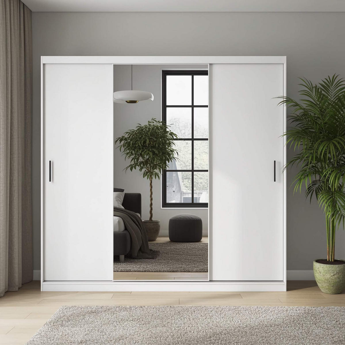 SCHWEBETÜRENSCHRANK Mirano Weiß Matt 250 cm - Weiß, Holzwerkstoff (250/215/60cm) - Ravio