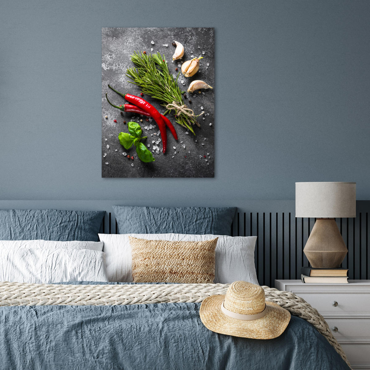 POSTER Pfeffer - Kräuter - Gewürze - Beton 60x80 cm - Dunkelgrau, Papier (60/80/0.1cm) - MuchoWow