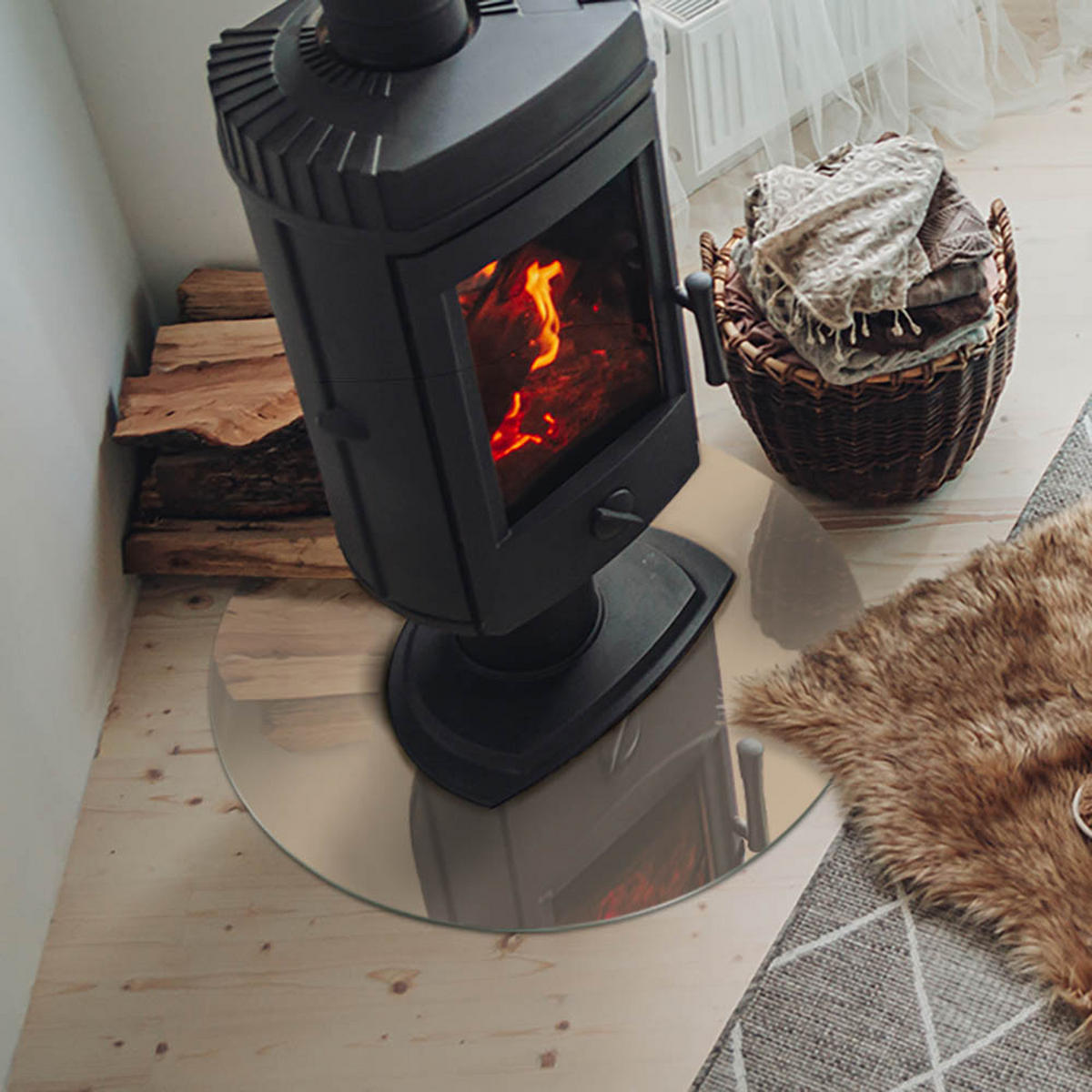 GLASPLATTE für Kamin Ø 60 cm Gelb - Gelb, Glas (60/60/0.4cm) - ArtPrintCave