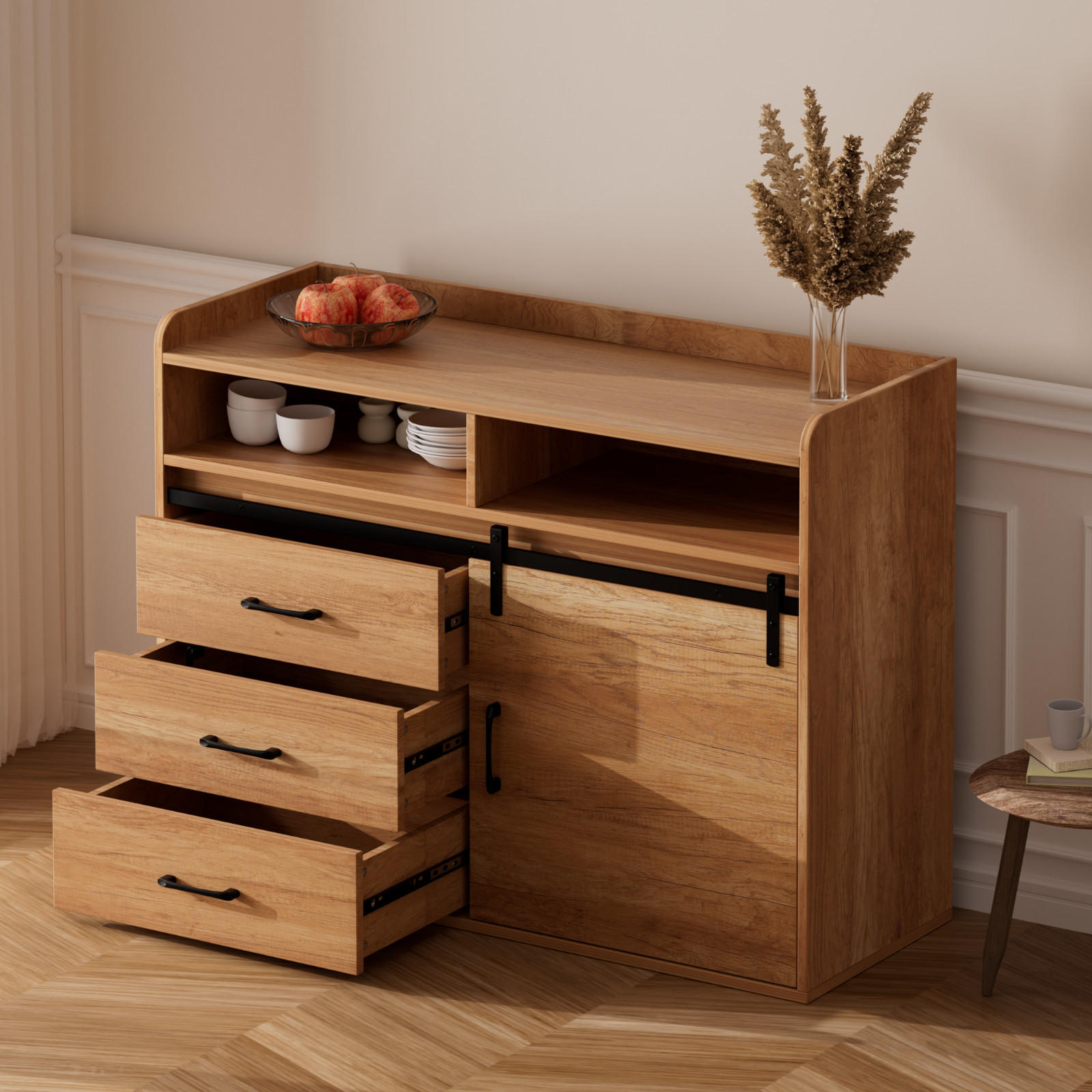 SIDEBOARD in 107/80/40cm - Naturfarben, Holzwerkstoff/Metall (107/80/40cm) - HOMAVO