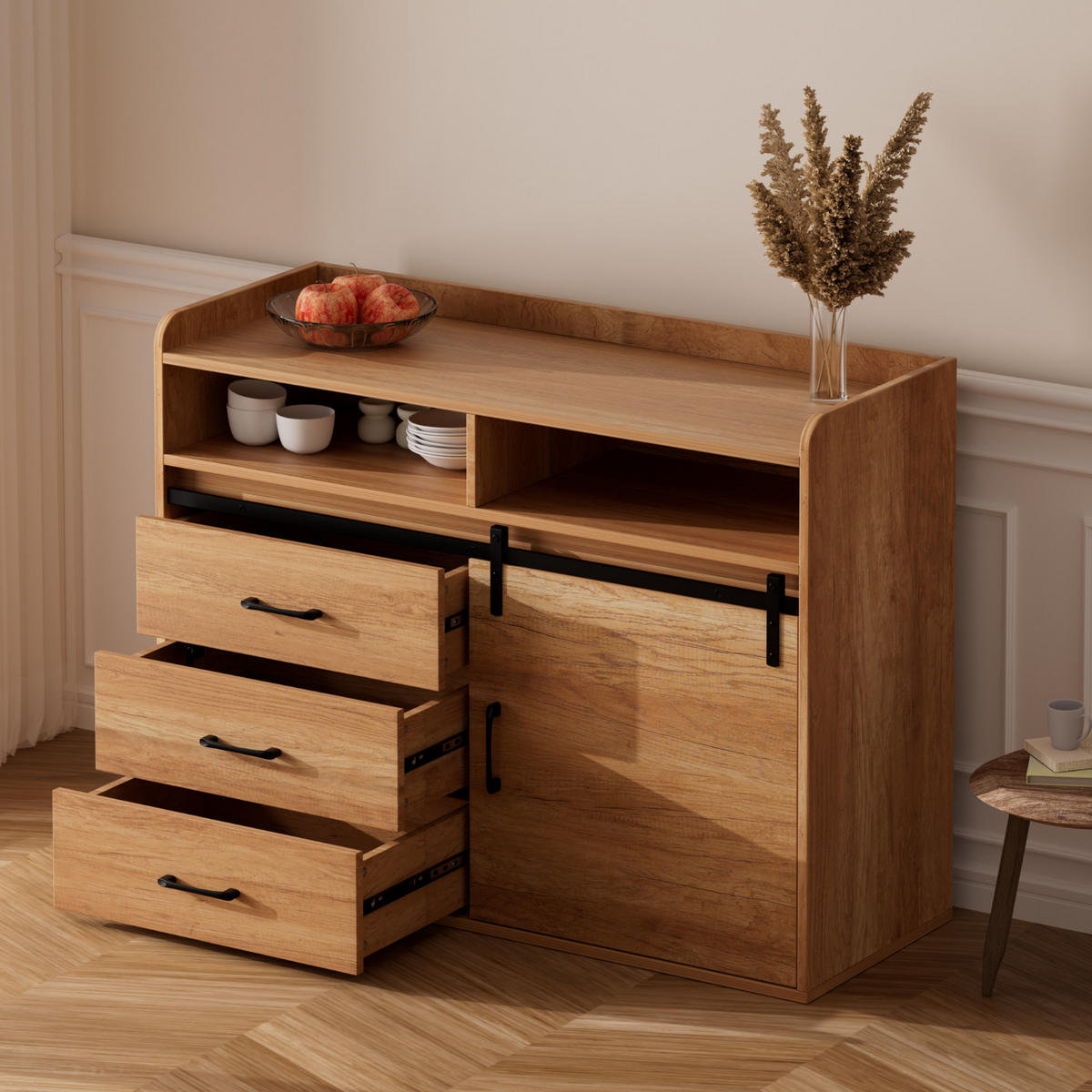 SIDEBOARD in 107/80/40cm - Naturfarben, Holzwerkstoff/Metall (107/80/40cm) - HOMAVO
