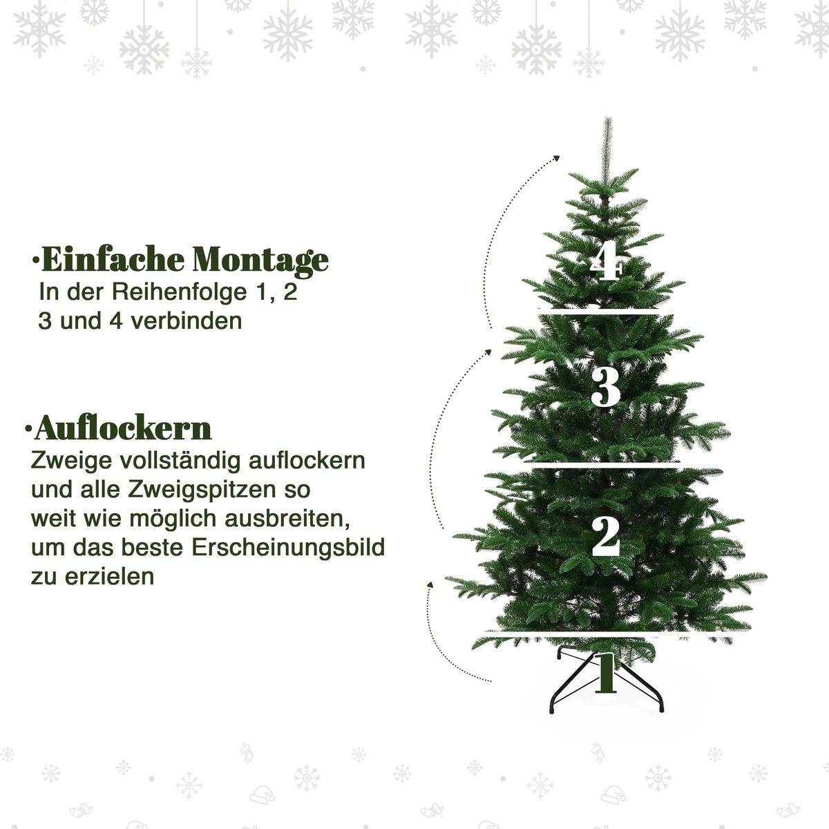 KÜNSTLICHER Weihnachtsbaum 178 cm, Naturgrün mit 776 PE-/PVC-Spitzen - Grün, Kunststoff (180cm) - Hometopia
