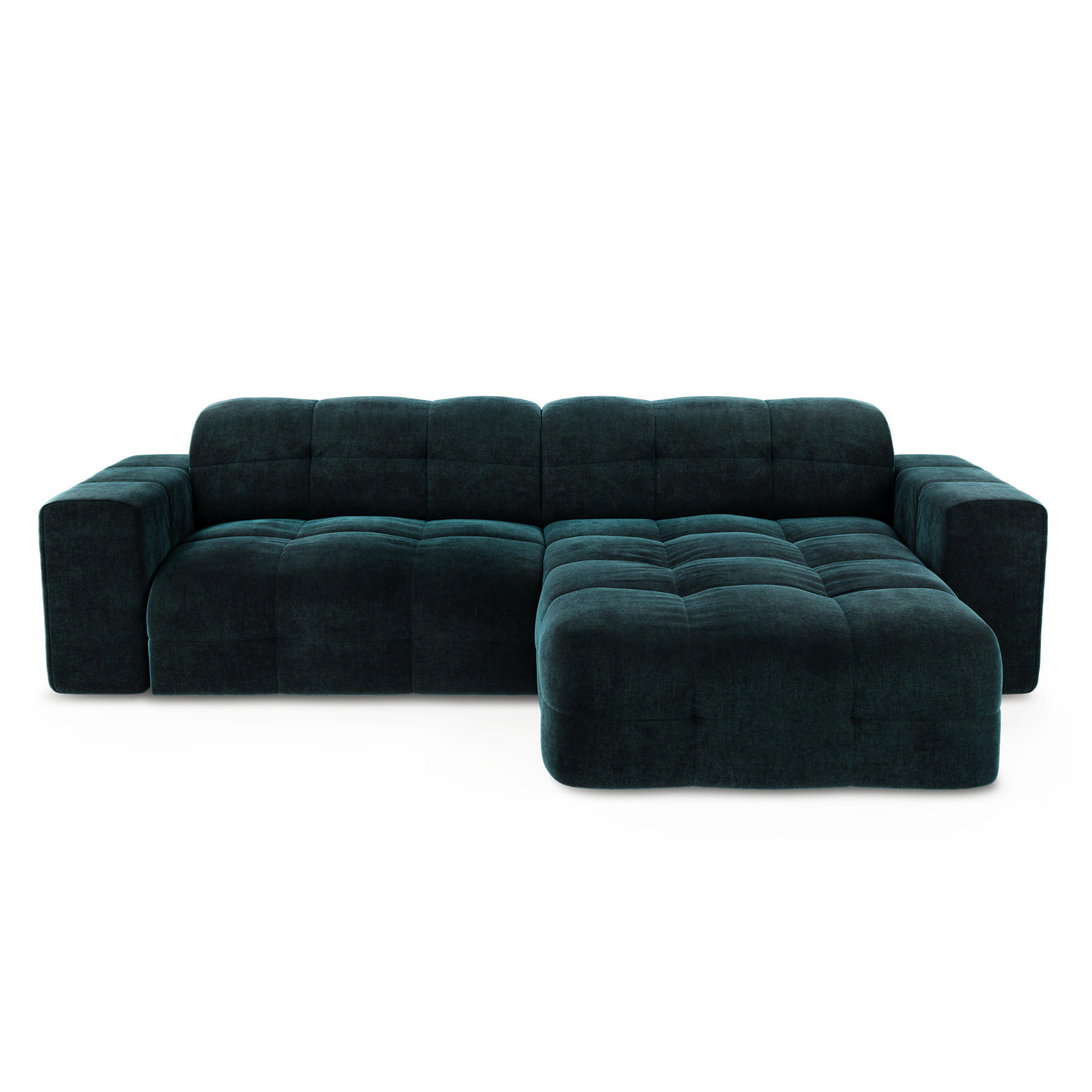 ECKSOFA RECHTS Samt Pfauenblau 230cm - Blau/Hellblau, Textil (230/155cm) - Sia Home