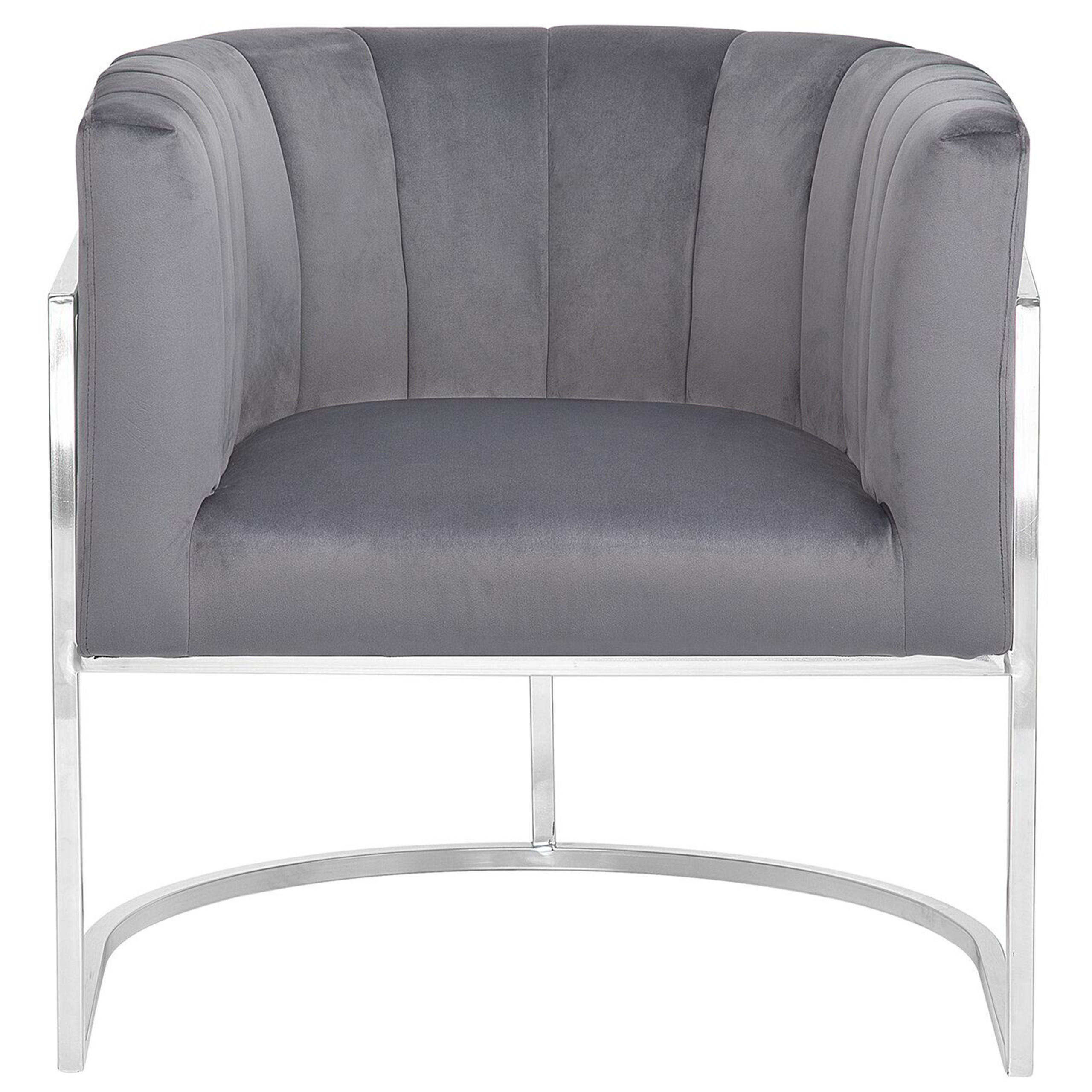 SESSEL Samtstoff grau Larvik - Grau, Textil (73/72/66cm) - Beliani
