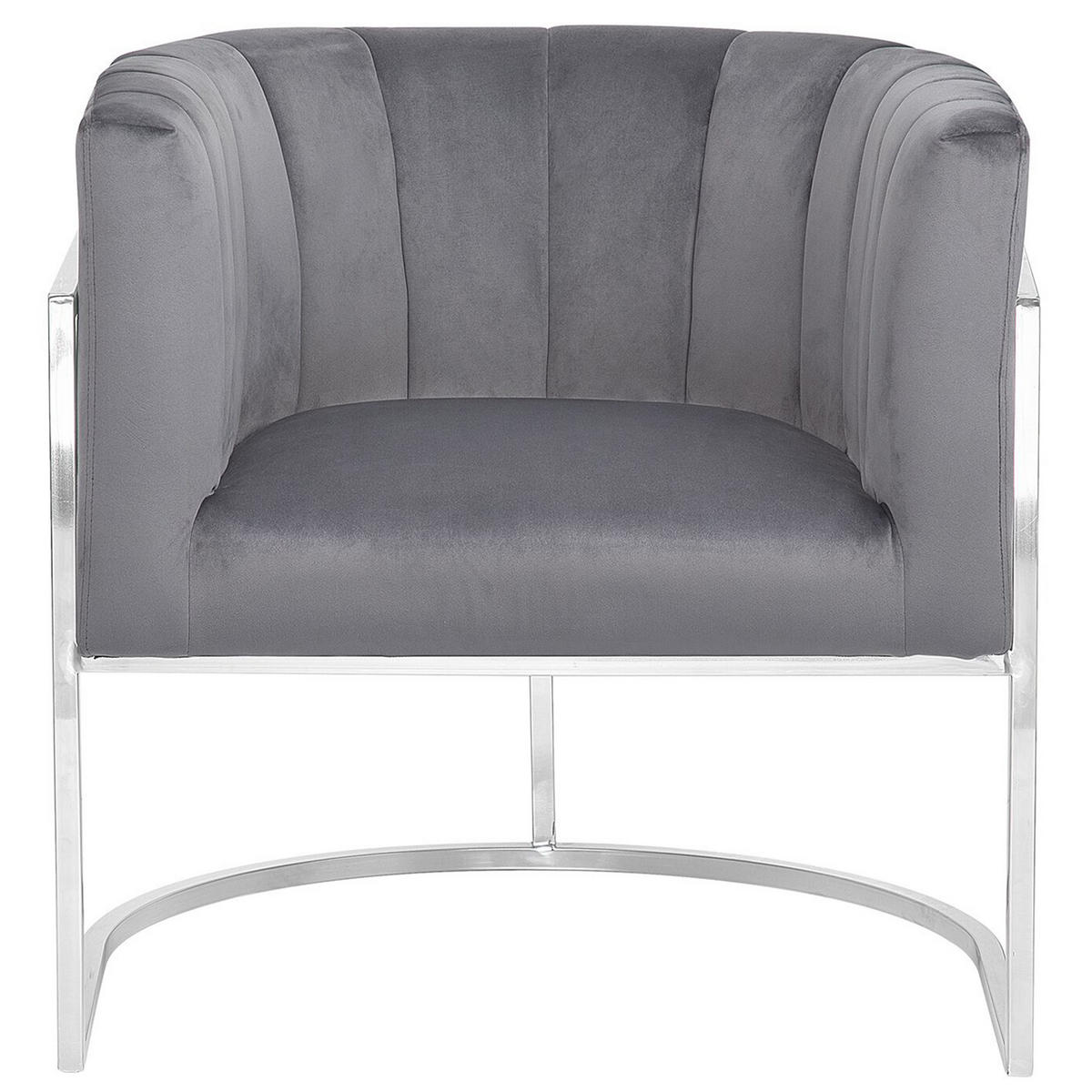 SESSEL Samtstoff grau Larvik - Grau, Textil (73/72/66cm) - Beliani