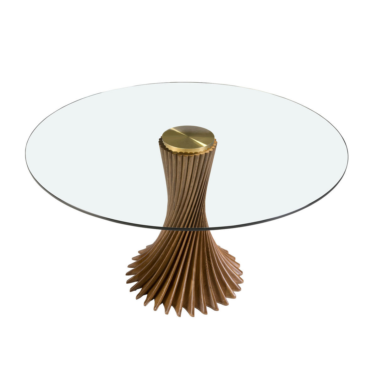 ESSTISCH rund Glas | Walnuss 130/130/76 cm - Transparent/Walnussfarben, Glas (130/130/76cm) - ANGEL CERDA