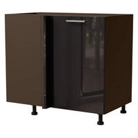 ECK-KÜCHENSCHRANK Essen D13U/90 Schwarz Hochglanz / Lava Matt 90 / 50 / 82cm - Schwarz Hochglanz/Dunkelgrau, Holz/Holzwerkstoff (90/82/50cm) - Feldmann-Wohnen