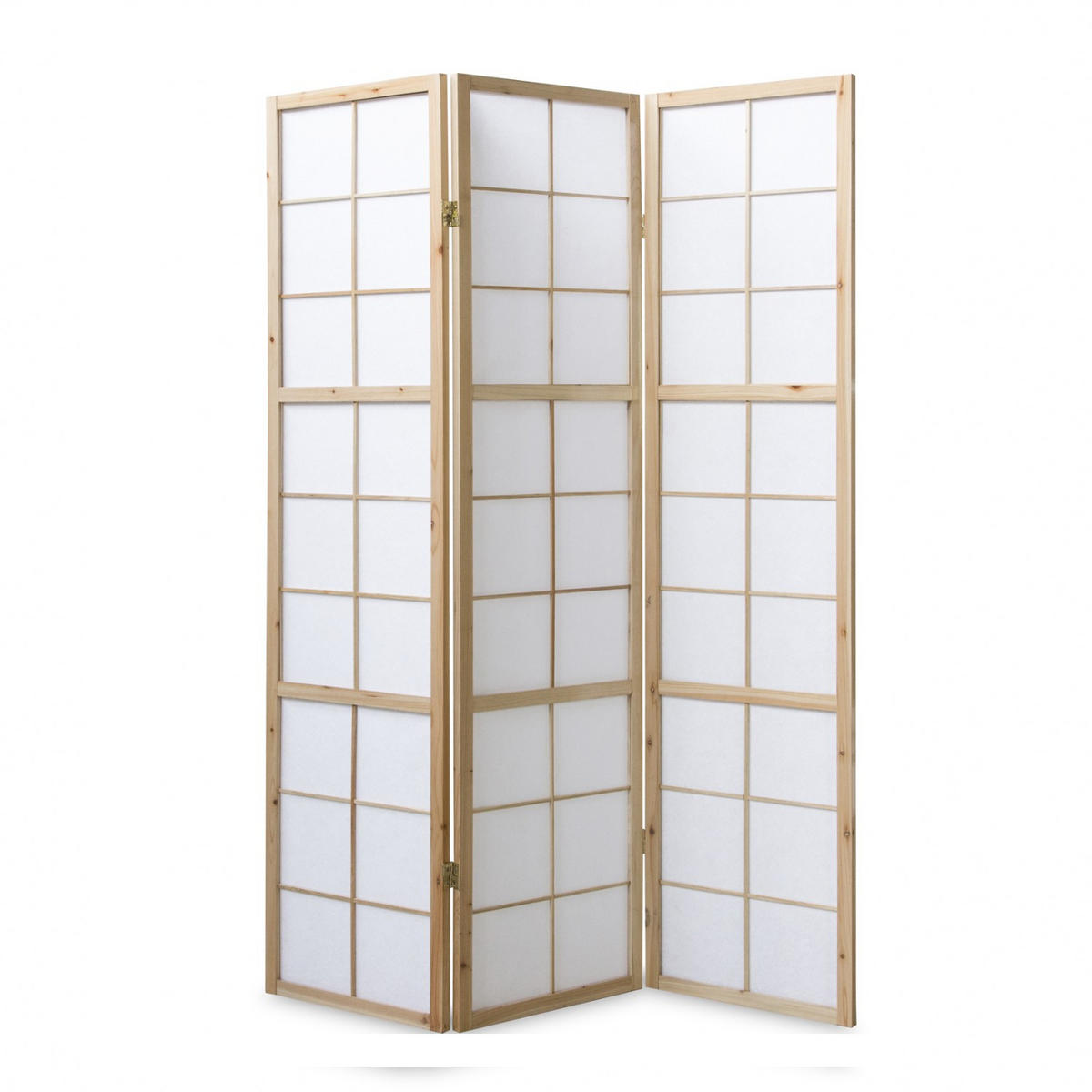 PARAVENT 3-tlg. 132/175 cm Braun Shoji - Braun, Holz (132/175/2cm) - Homestyle4u