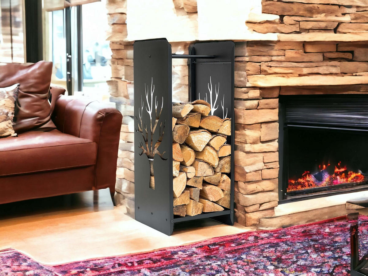 KAMINHOLZREGAL Metall Schwarz 100 cm 96428 - Schwarz, Metall (40/100/40cm) - DanDiBo