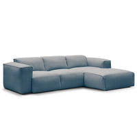 3-SITZER ECKSOFA mit Longchair - Blaugrau/Schwarz, Kunststoff/Textil (251/173cm) - home24