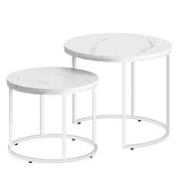 COUCHTISCH 2er Set rund marmor - Weiß, Holzwerkstoff (53/53/45cm) - Mat-Haus