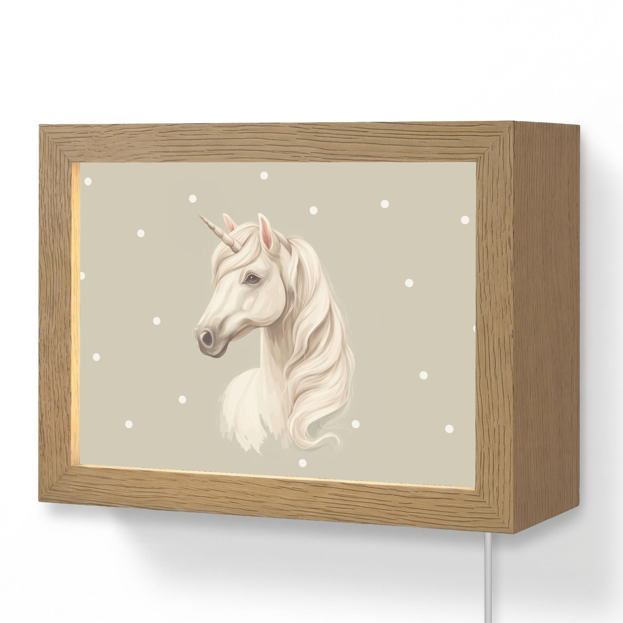 OnlyWow NÁSTĚNNÁ LAMPA Jednorožec - bílý - tečky 20x15 cm