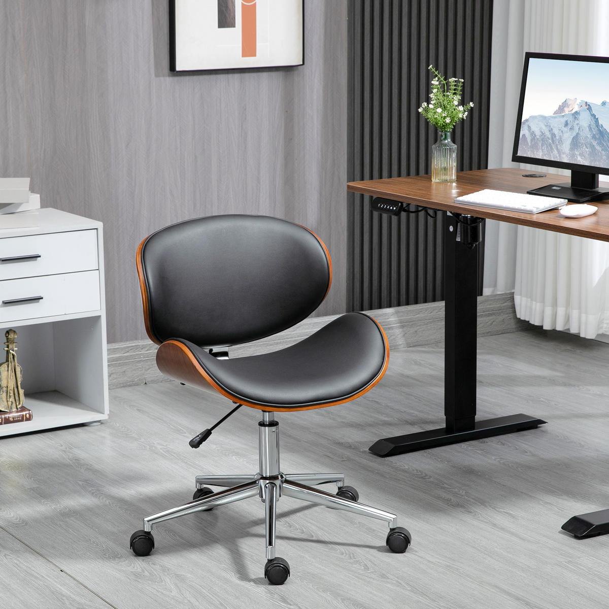 DREHSTUHL DE-11691 53x53 cm Holz/Schwarz - Schwarz, Metall (53/87/53cm) - ComfortXL