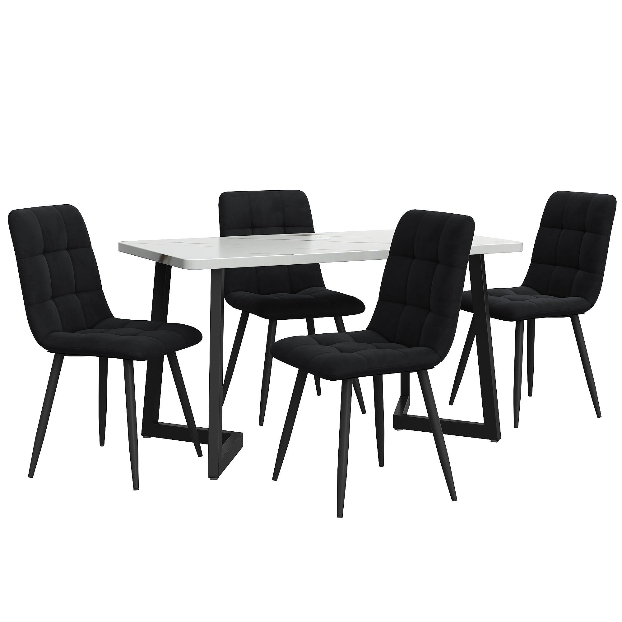 ESSGRUPPE DE-39006 117/68 cm Tisch mit 4 Stühlen Schwarz - Schwarz, Holzwerkstoff (117/75/68cm) - ComfortXL