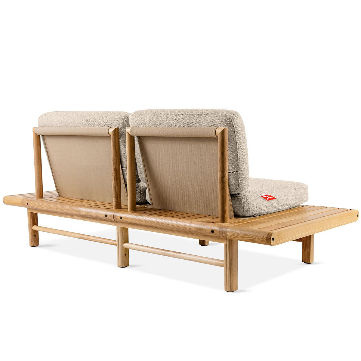 GARTENSOFA ATREDA 2-Sitzer, mit beideseitig Ablagen - Creme, Holz/Textil (190/74/80cm) - KONSIMO®