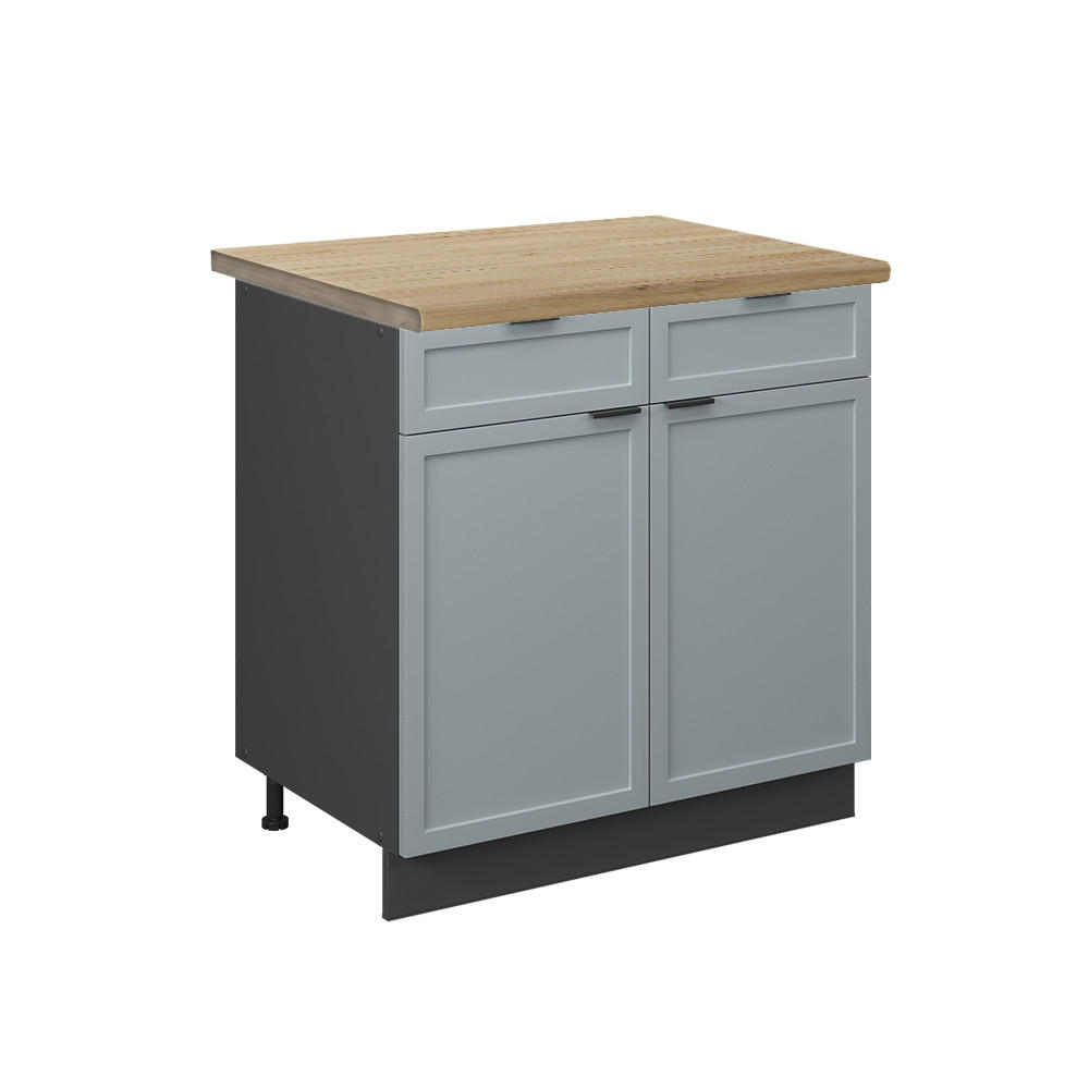 KÜCHENUNTERSCHRANK Fame-Line Hellblau-grau 80 cm, AP Eiche - Anthrazit/Blaugrau, Holzwerkstoff (80/82/60cm) - Vicco