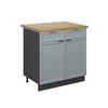 KÜCHENUNTERSCHRANK Fame-Line Hellblau-grau 80 cm, AP Eiche - Anthrazit/Blaugrau, Holzwerkstoff (80/82/60cm) - Vicco