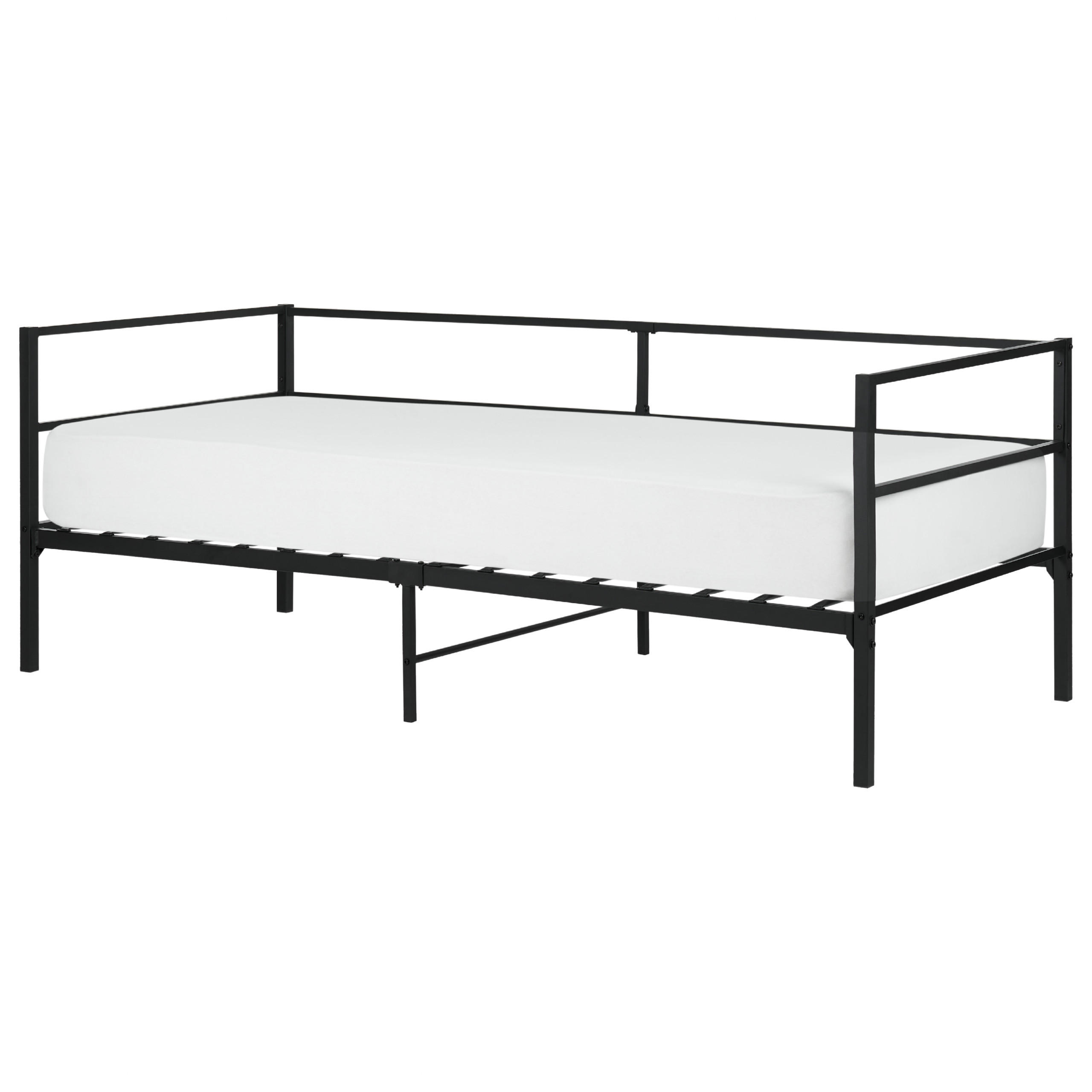 BETT mit Lattenrost 90x200 cm Schwarz Battut - Schwarz, Metall (90/200cm) - Beliani