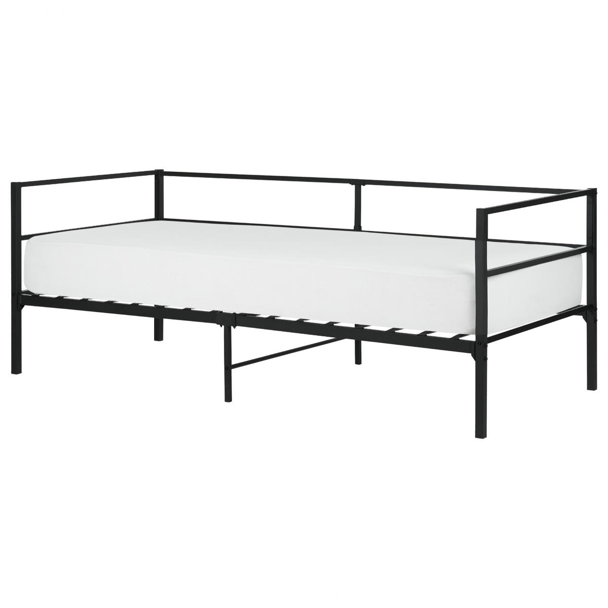 BETT mit Lattenrost 90x200 cm Schwarz Battut - Schwarz, Metall (90/200cm) - Beliani