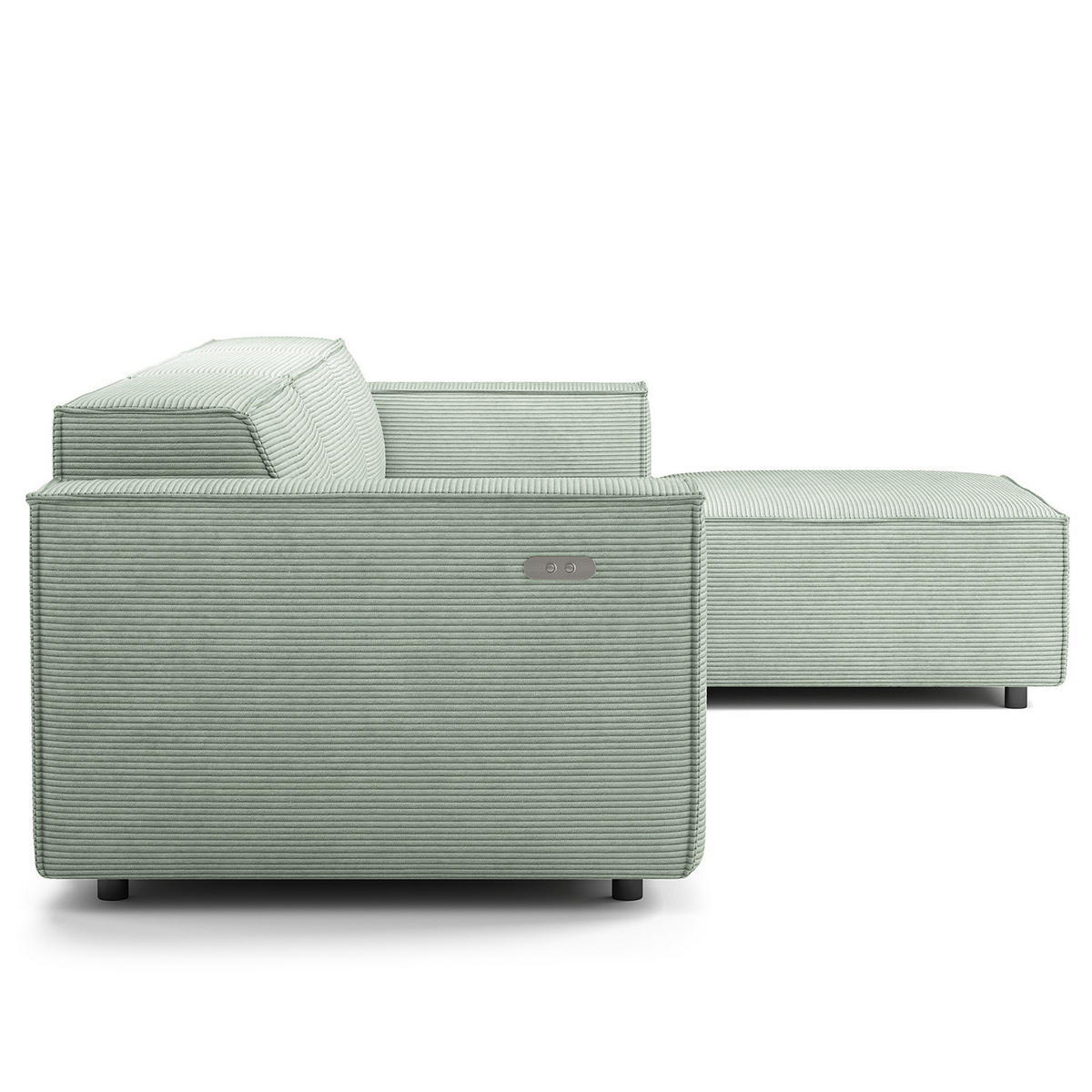 ECKSOFA mit Longchair - Schwarz/Mintgrün, Kunststoff/Textil (294/177cm) - home24