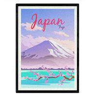POSTER Japan Mount Fuji A4 Schwarzer Rahmen - Schwarz, Papier (29.7/5/21cm) - Nacnic