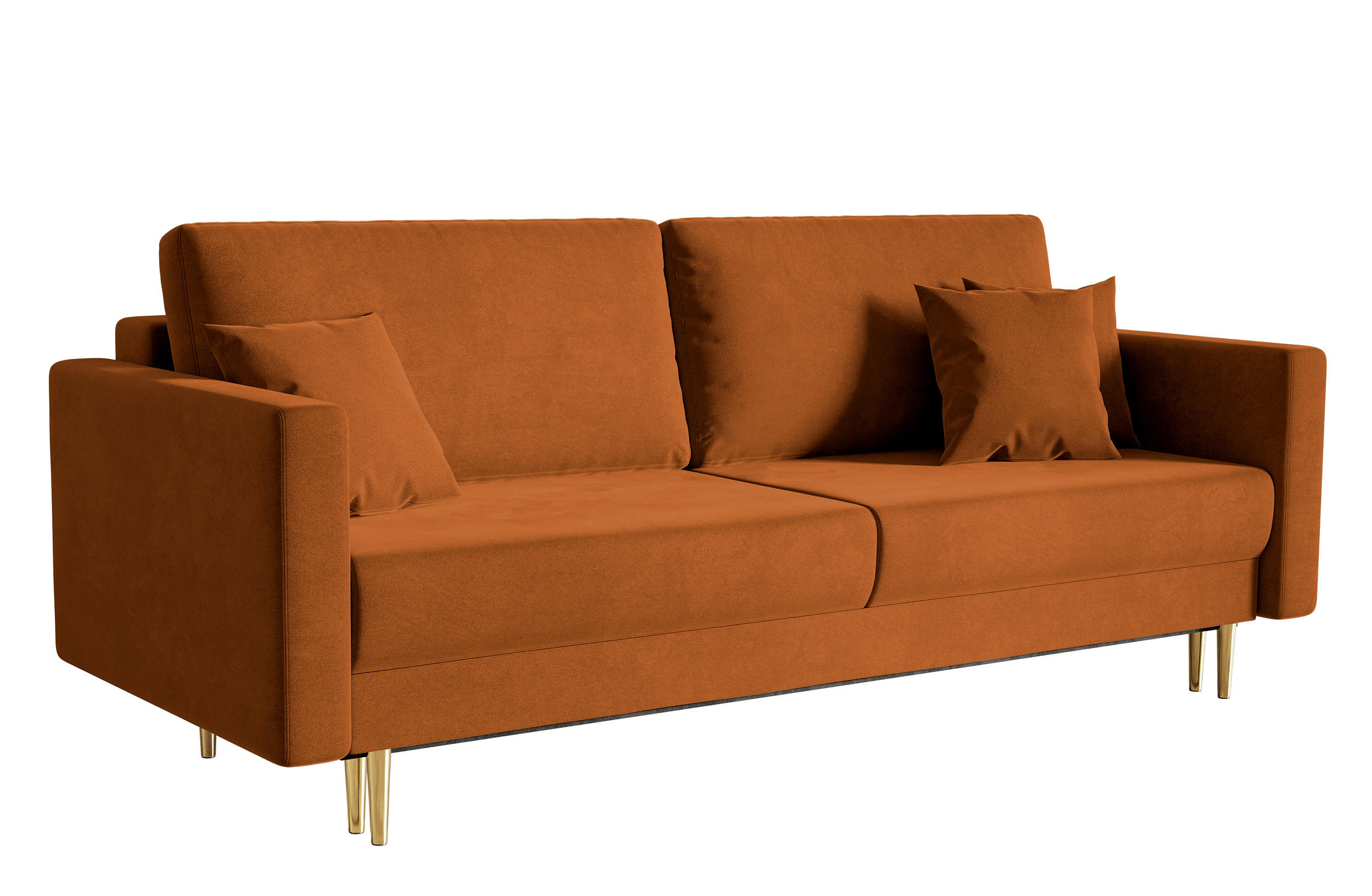SCHLAFSOFA Valico Kupferbraun hydrophober Samt - Goldfarben/Kupferfarben, Textil/Metall (230/90/97cm) - Selsey