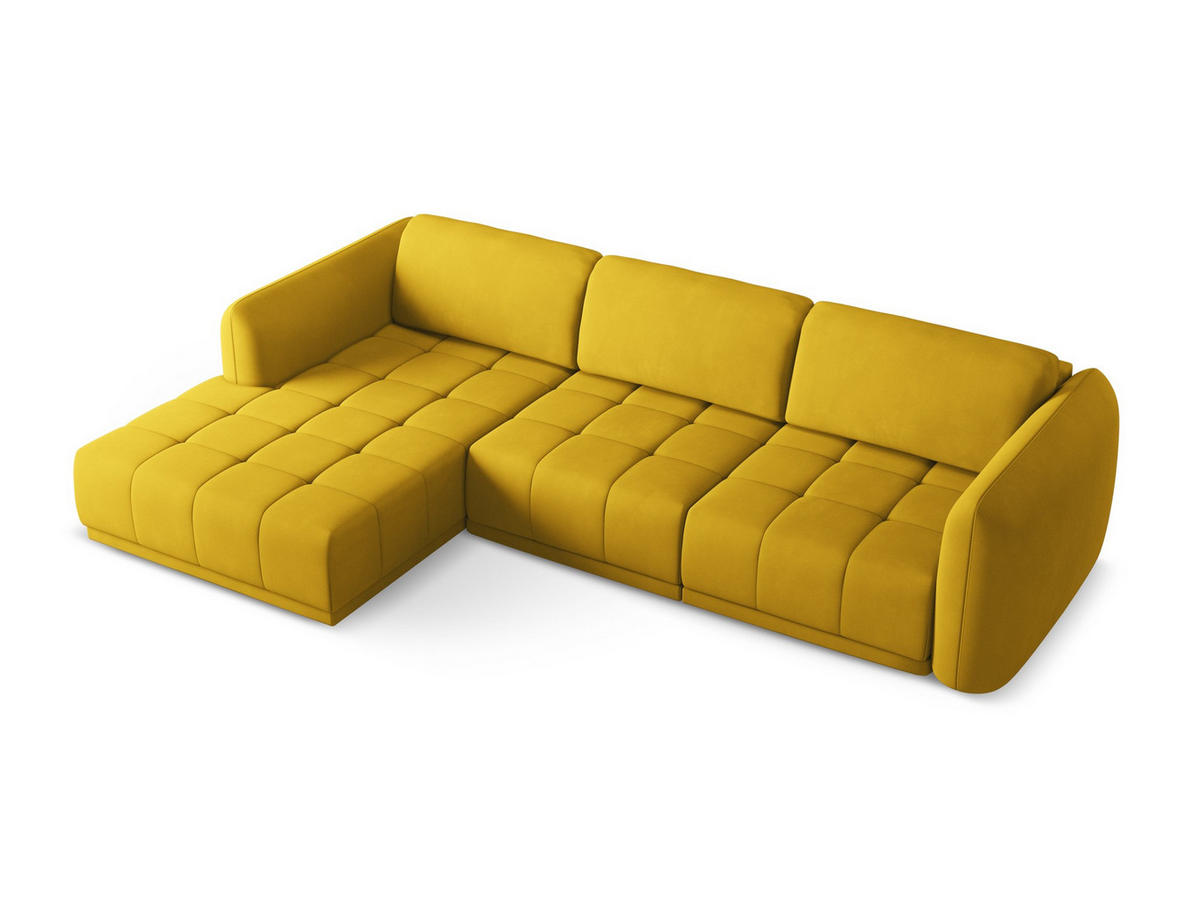 ECKSOFA Links Chenille Stoff Gelb - Currygelb/Gelb, Kunststoff/Textil (170/290cm) - Makamii