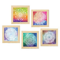 POSTER Set Mit 5 Mandala Illustration 20X20cm Rahmenlos - Klar, Papier (20/5/20cm) - Nacnic