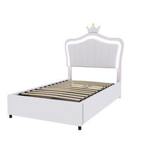 KINDEREINZELBETTEN aus Kunstleder 90x200 cm in Weiß mit LED-Beleuchtung - Weiß, Leder (90/200cm) - Modfu